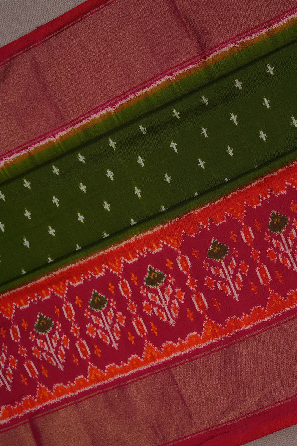 Image of Pochampally Ikat Silk Green Saree